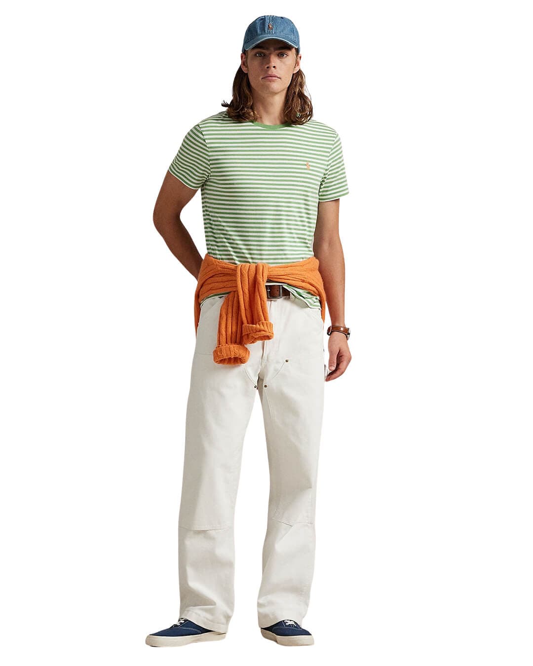 Polo Ralph Lauren T-Shirts Polo Ralph Lauren Green Custom Slim Fit Striped Jersey  T-Shirt