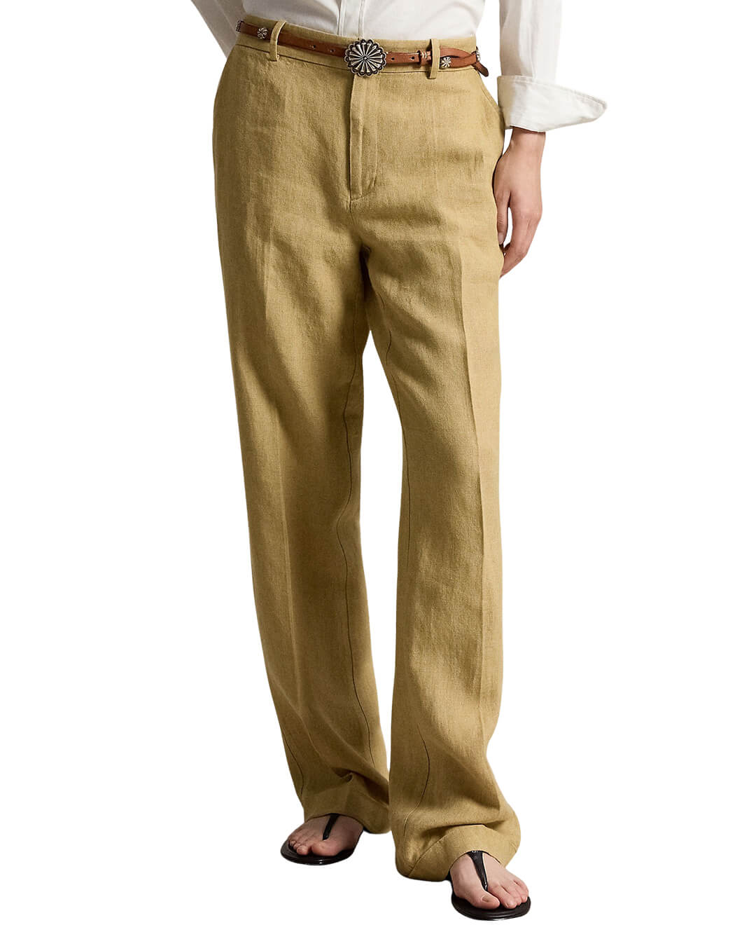 Polo Ralph Lauren Trousers Polo Ralph Lauren Beige  Woven Straight Linen Cotton Trousers