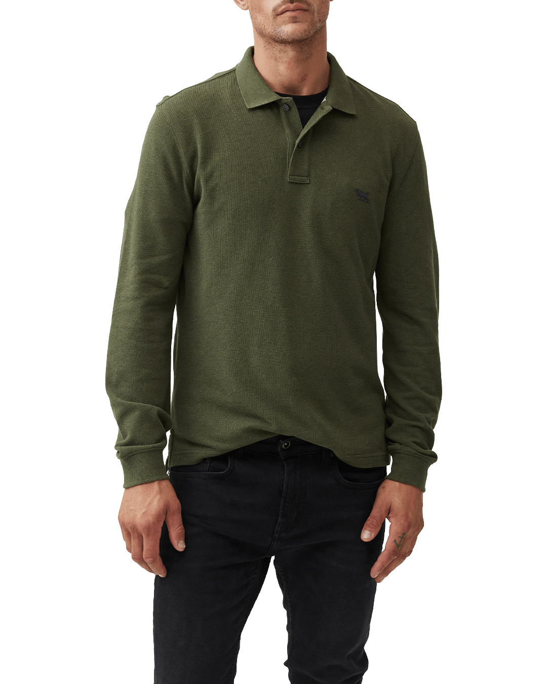 Rodd & Gunn Polo Shirts Rodd & Gunn Army Green Gunn Long Sleeve Polo Shirt