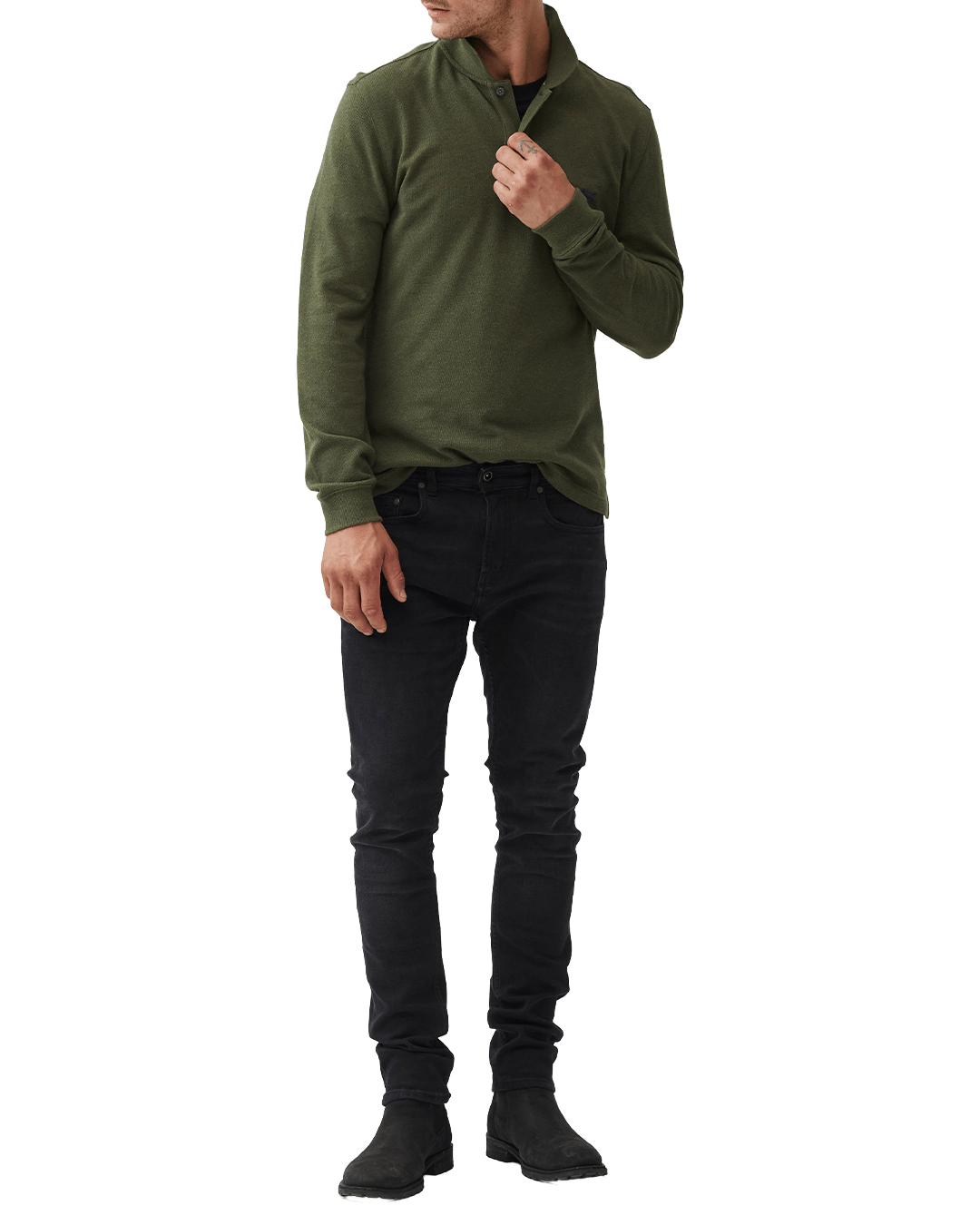 Rodd & Gunn Polo Shirts Rodd & Gunn Army Green Gunn Long Sleeve Polo Shirt