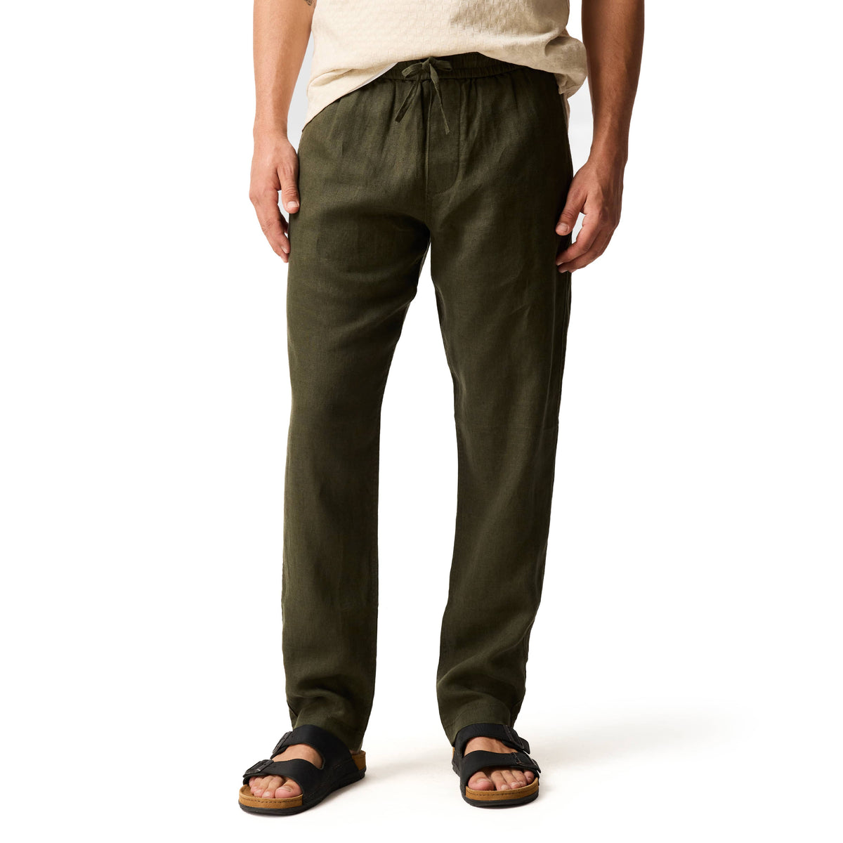 RODD & GUNN Trousers Rodd & Gunn Linen Resort Dark Olive