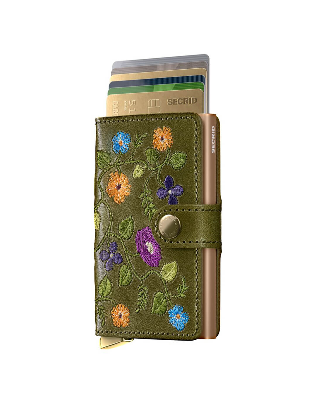 Secrid Wallets One Size Secrid Miniwallet Stitch Floral Olive+