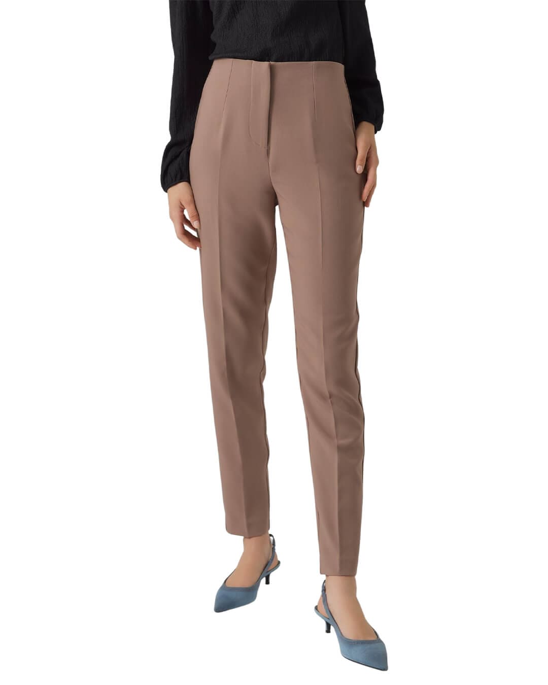 Vero Moda Trousers Vero Moda Brown Tapered High Waist Trousers
