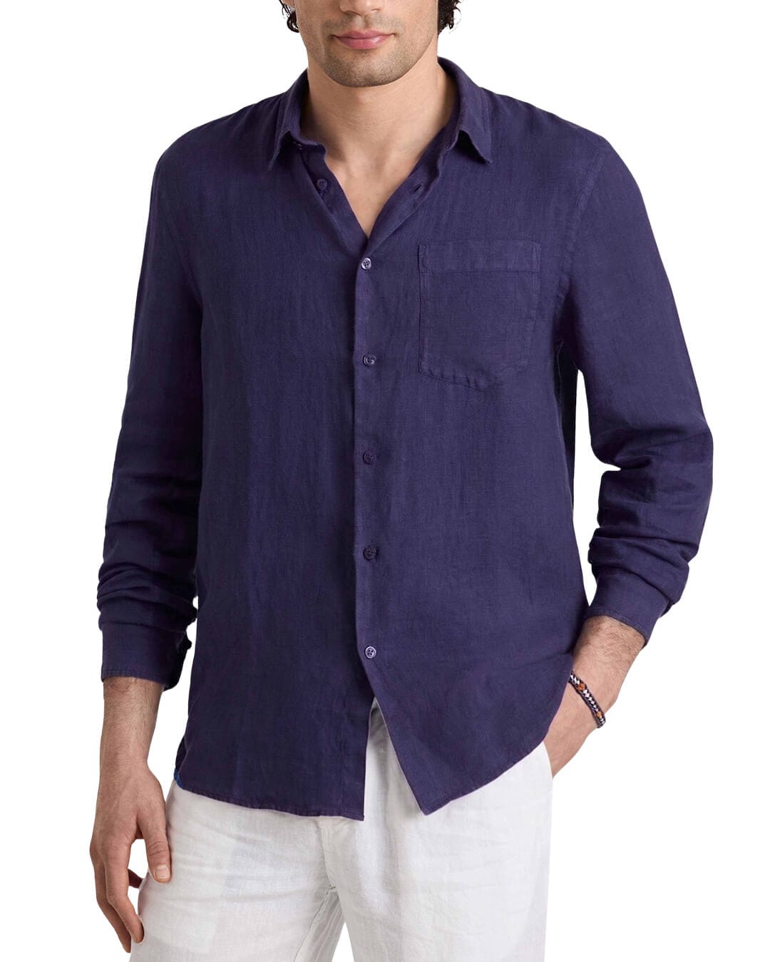 Vilebrequin Shirts Vilebrequin  Bleu Marine Caroubis Linen Shirt