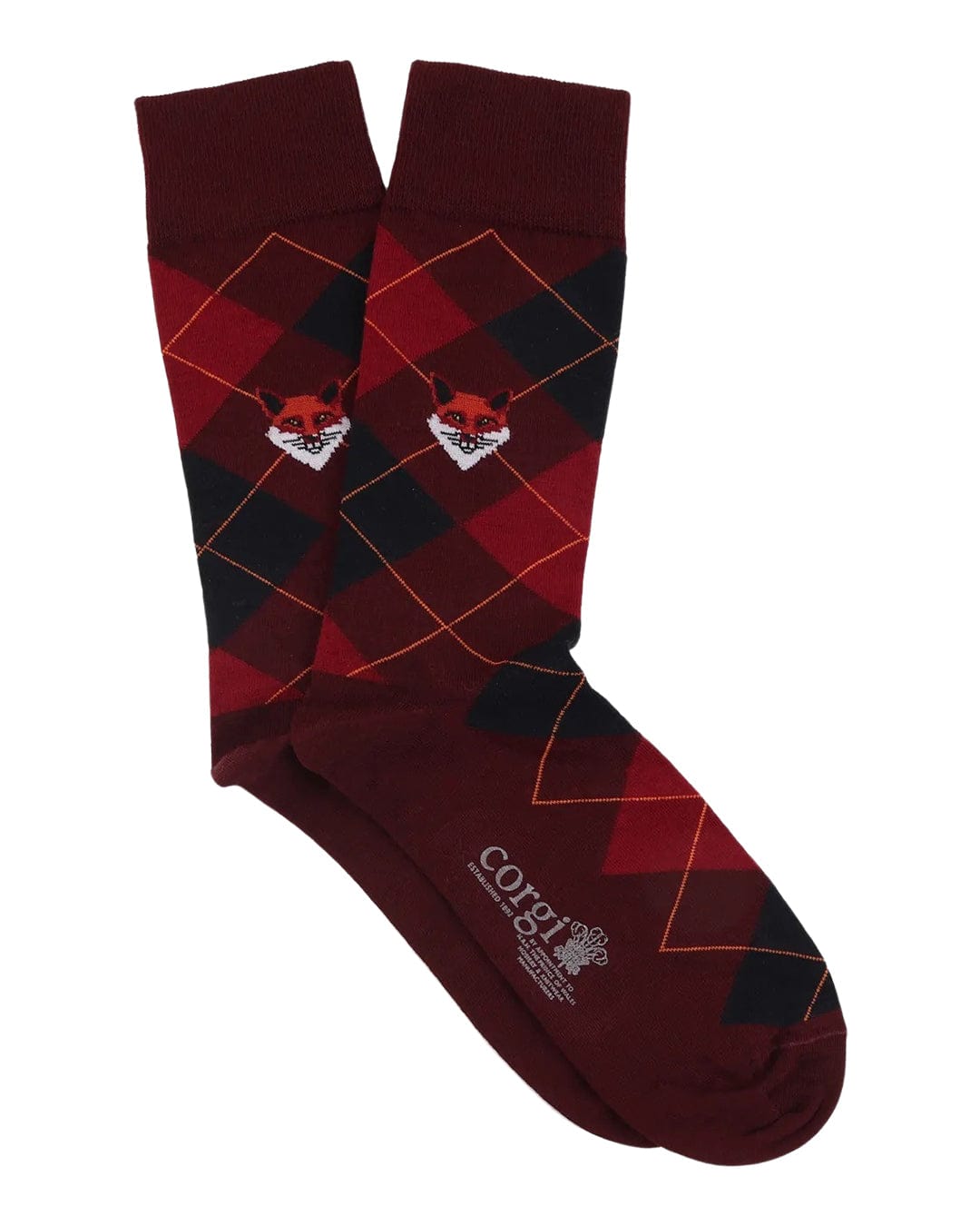 Corgi Socks Corgi Red Argyle Fox Merino Wool Socks