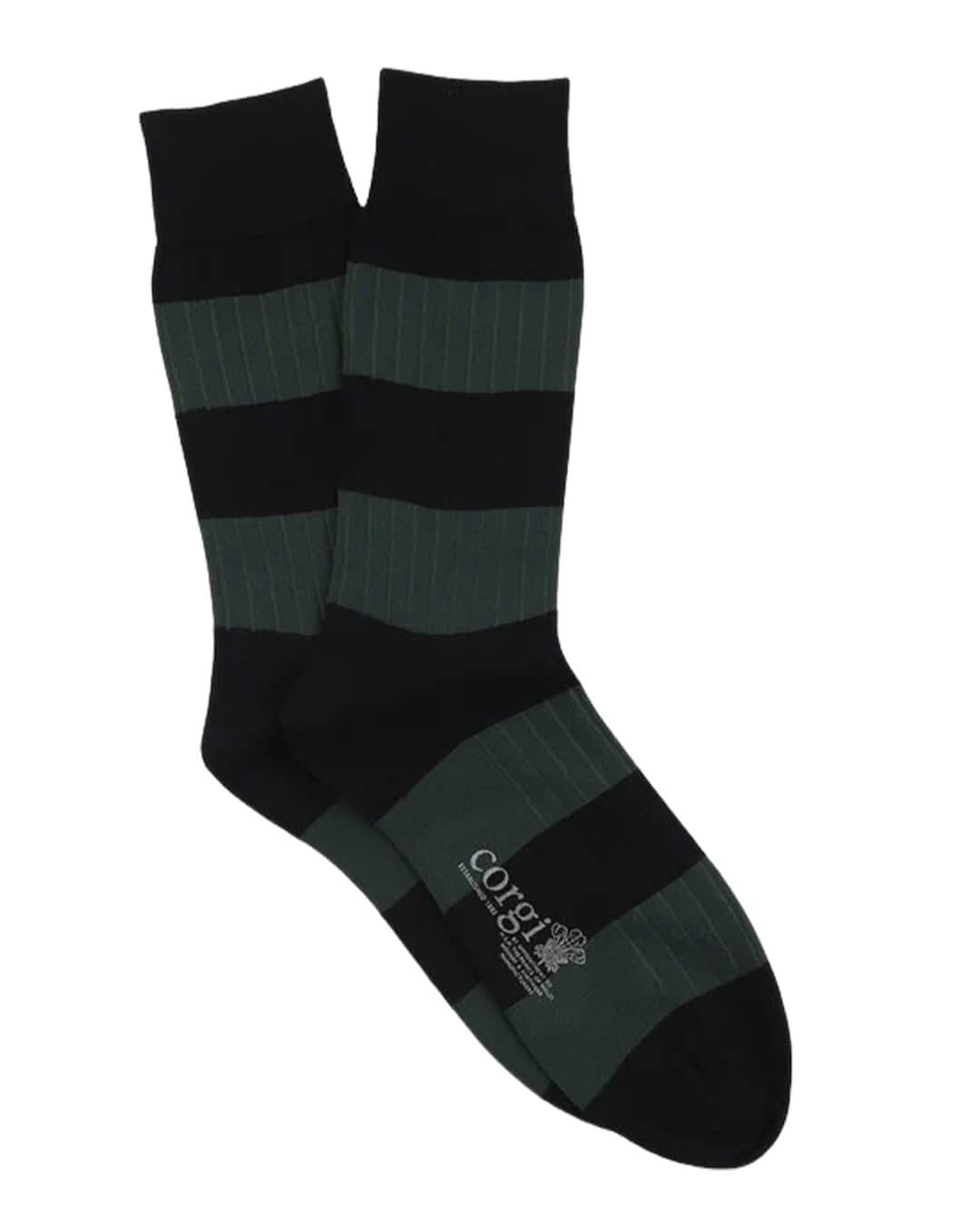 Corgi Socks Corgi Rugby Striped Green Socks
