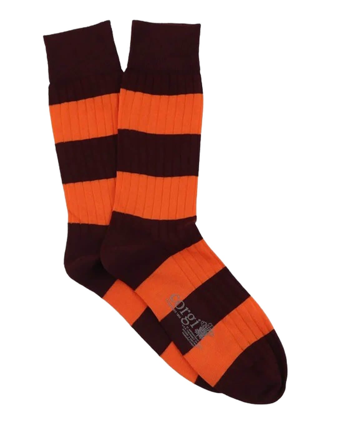 Corgi Socks Corgi Rugby Striped Orange Socks