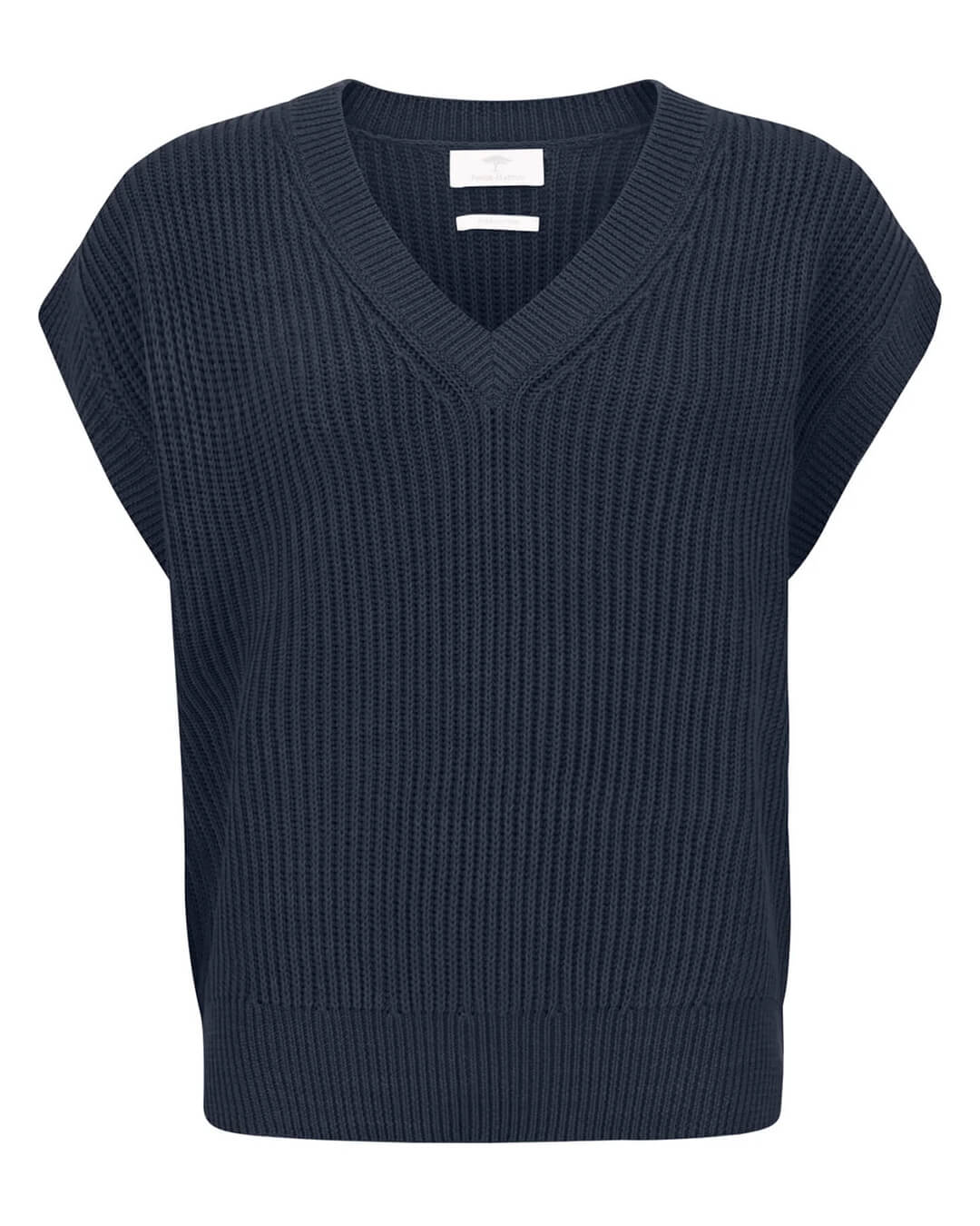 Fynch-Hatton Jumpers Fynch-Hatton Navy Ribbed V-Neck Jumper
