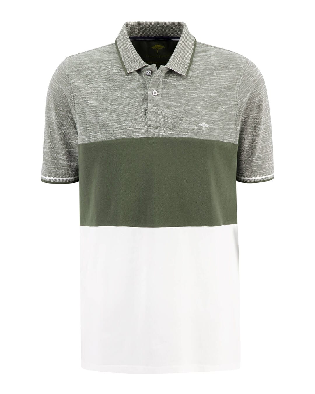 Fynch-Hatton Polo Shirts Fynch-Hatton Green Colour Block Polo Shirt