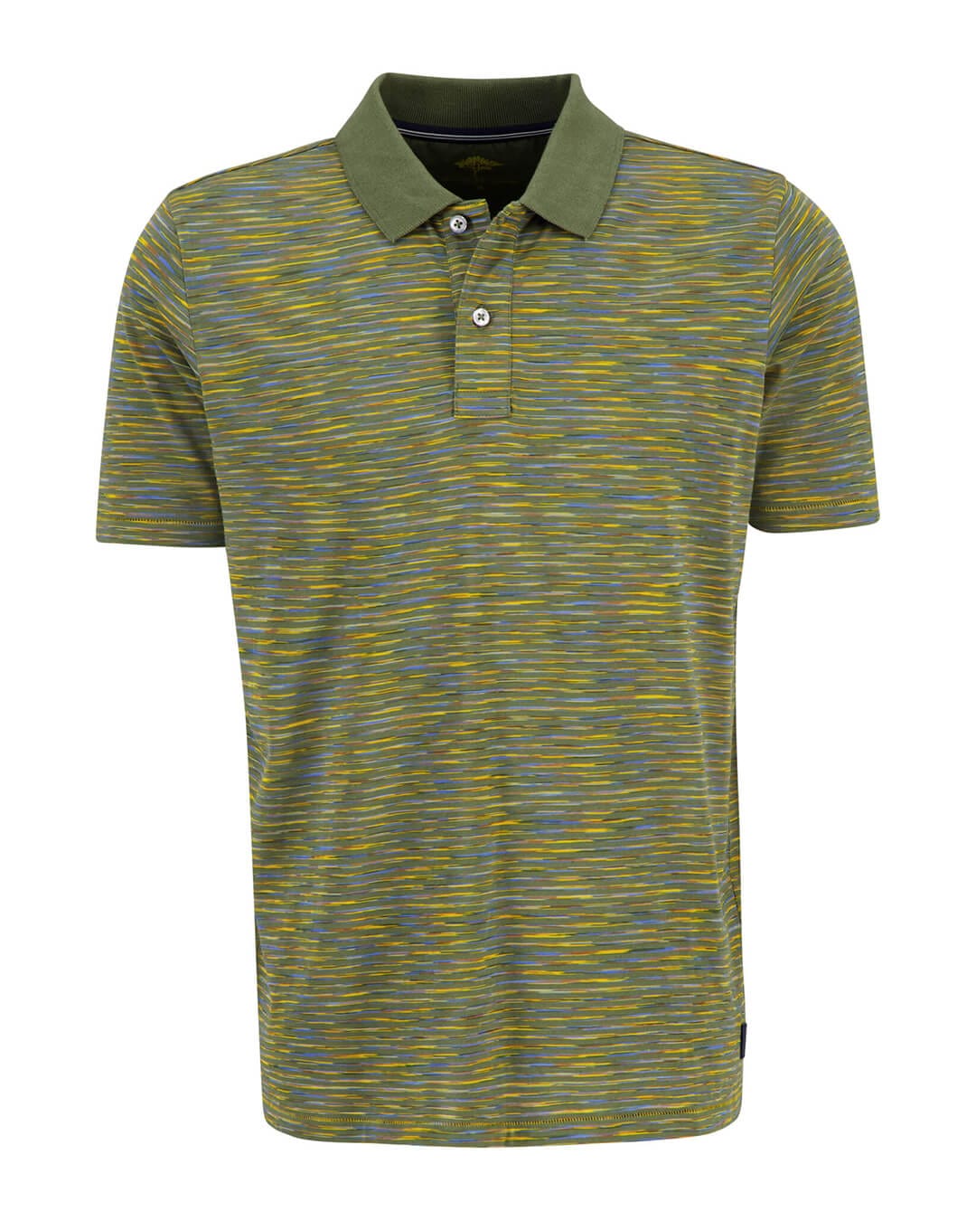 Fynch-Hatton Polo Shirts Fynch-Hatton Green Space Dyed Striped Polo Shirt