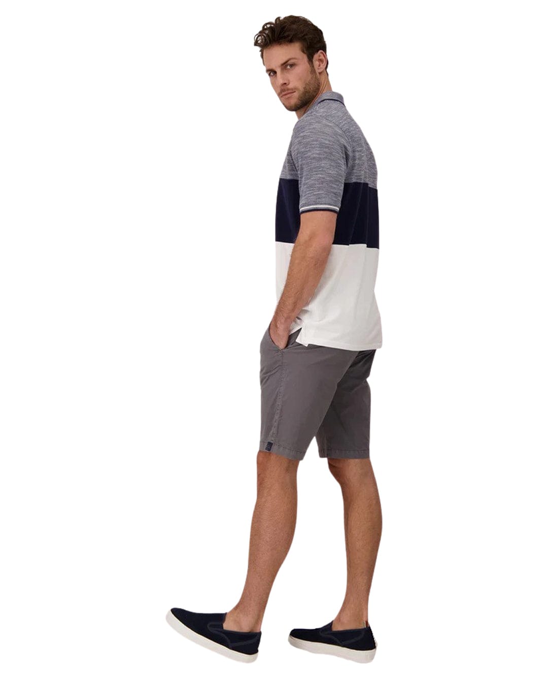 Fynch-Hatton Polo Shirts Fynch-Hatton Navy Colour Block Polo Shirt