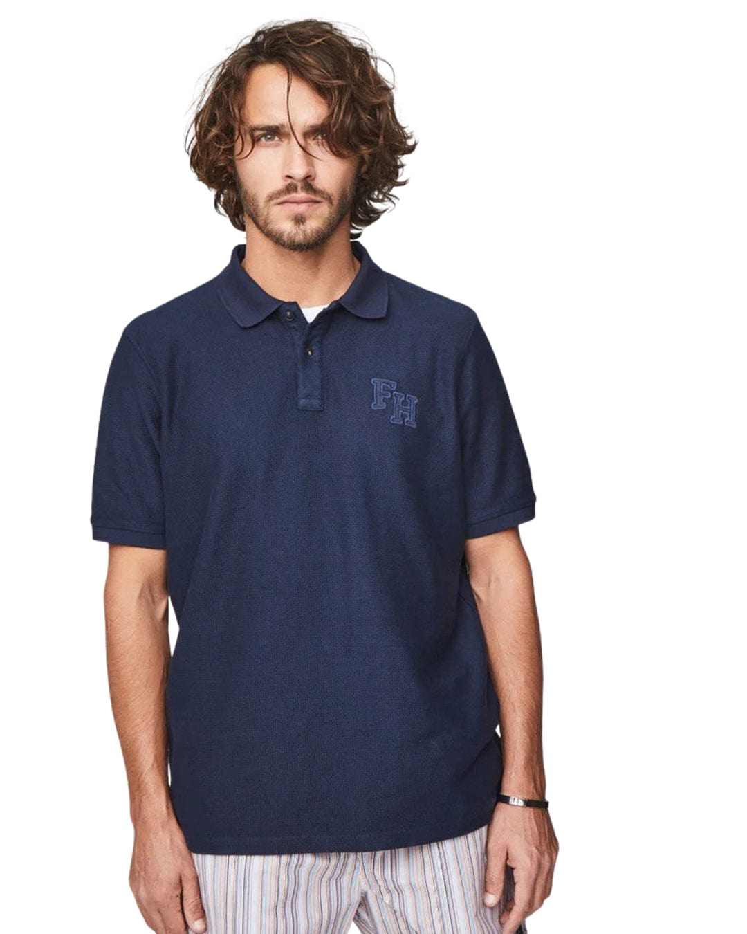 Fynch-Hatton Polo Shirts Fynch-Hatton Navy Garment Dyed Polo Shirt