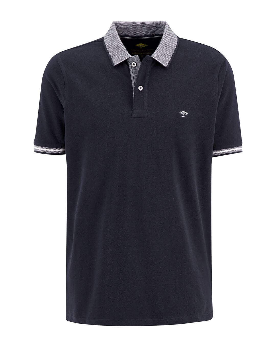 Fynch-Hatton Polo Shirts Fynch-Hatton Navy Solid Multicoloured Collar Polo Shirt