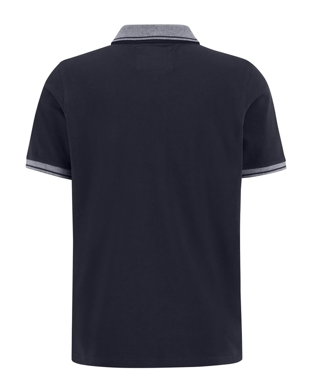 Fynch-Hatton Polo Shirts Fynch-Hatton Navy Two Tone Collar Polo Shirt