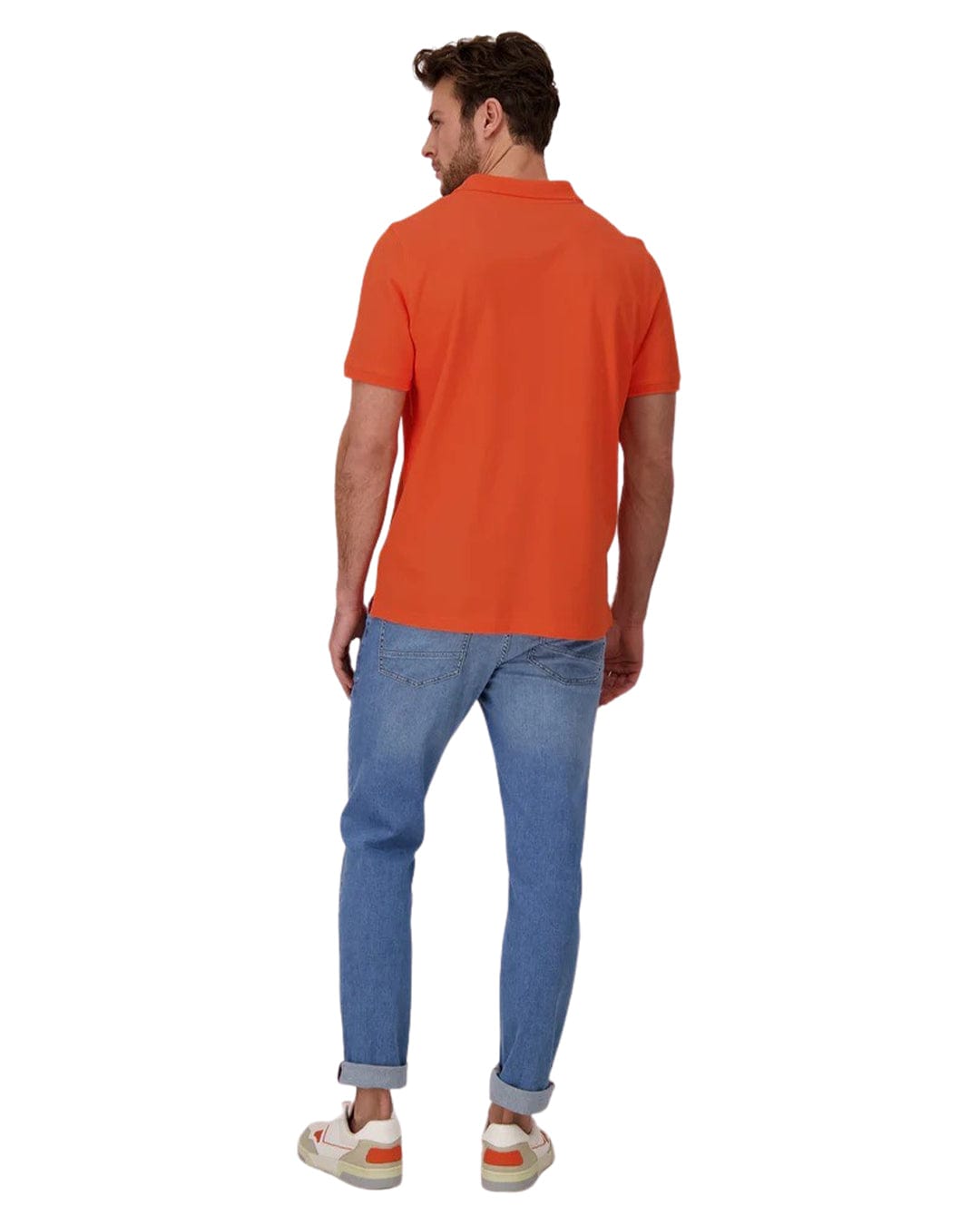 Fynch-Hatton Polo Shirts Fynch-Hatton Orange Supima Cotton Polo Shirt