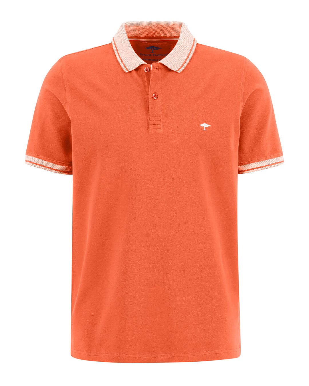 Fynch-Hatton Polo Shirts Fynch-Hatton Orange Two Tone Collar Polo Shirt