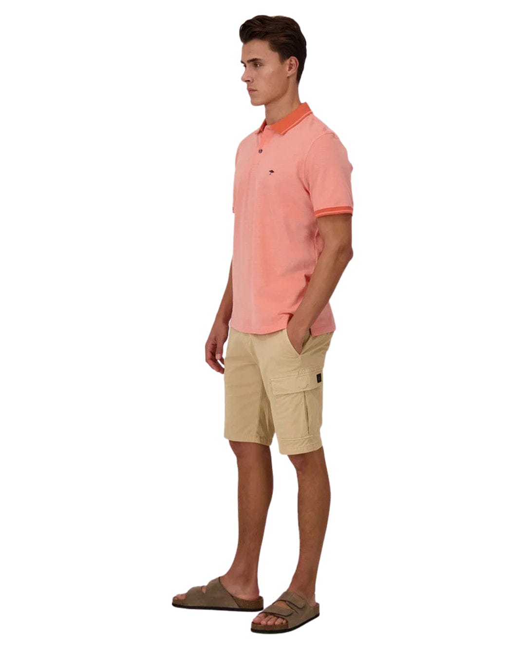Fynch-Hatton Polo Shirts Fynch-Hatton Orange Two Tone Polo Shirt