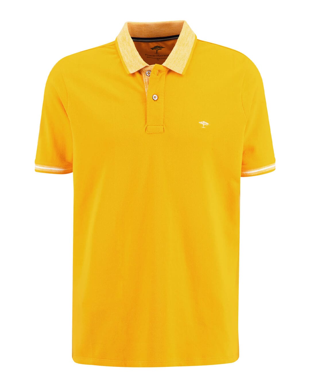Fynch-Hatton Polo Shirts Fynch-Hatton Yellow Solid Multicoloured Collar Polo Shirt