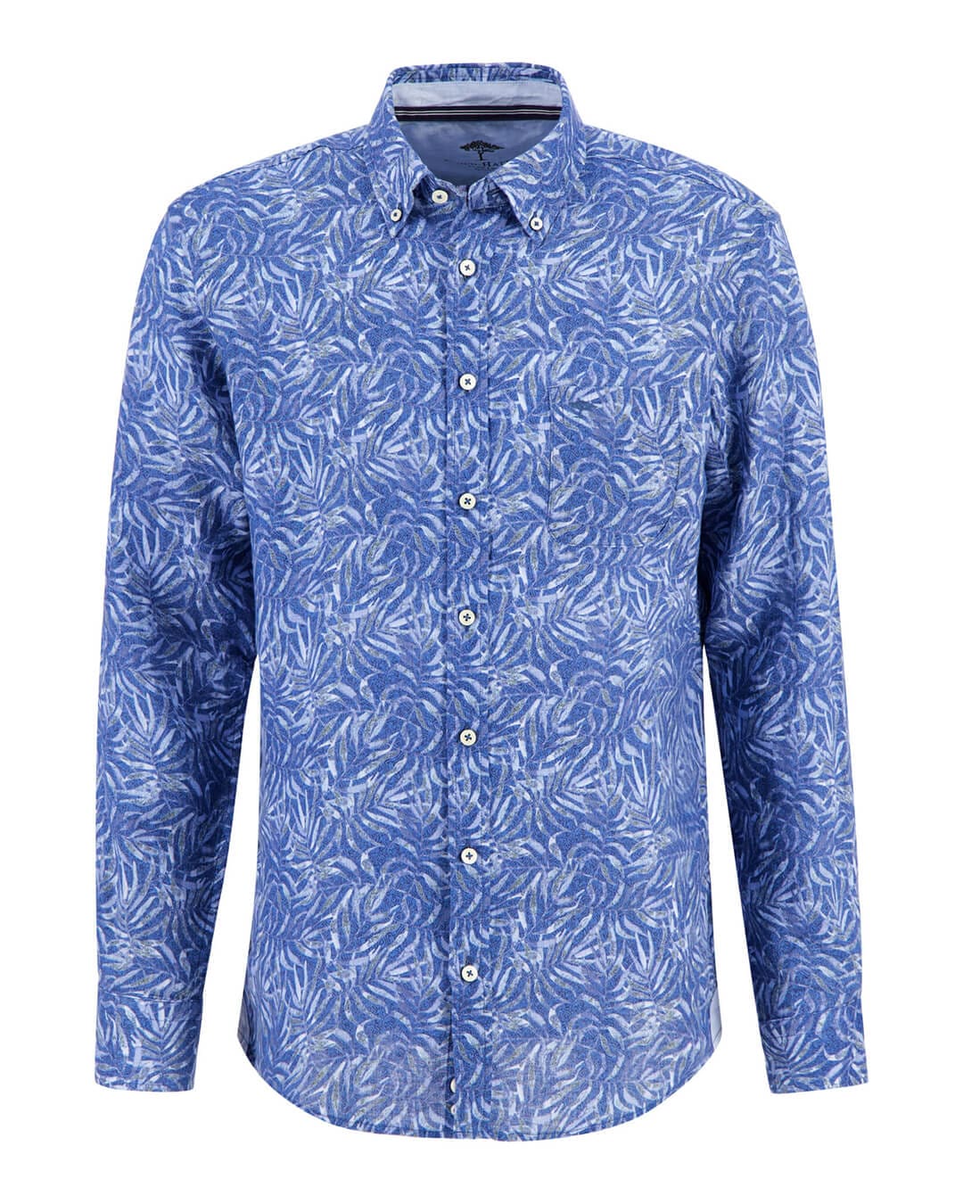 Fynch-Hatton Shirts Fynch-Hatton Blue Linen Prints Shirt