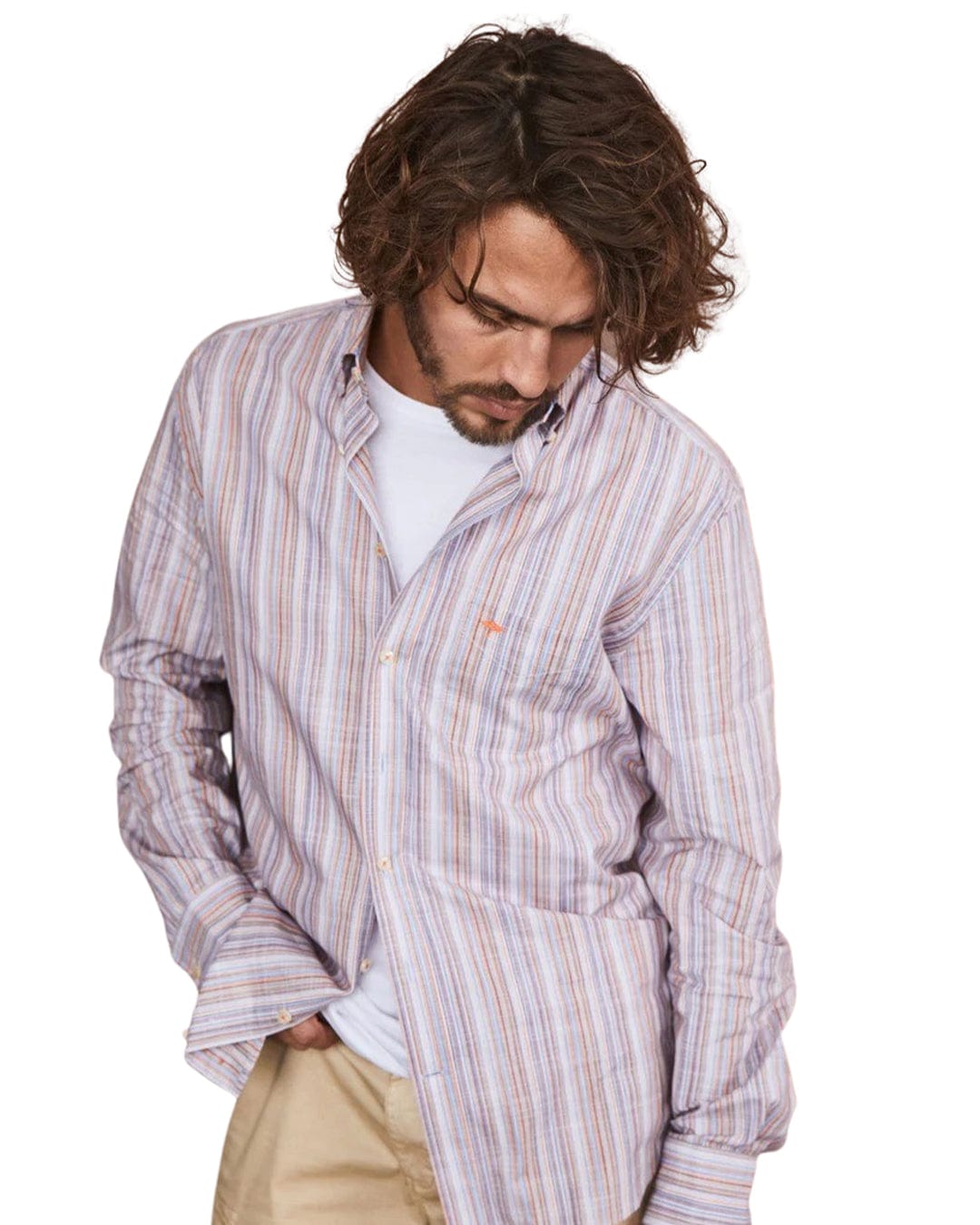 Fynch-Hatton Shirts Fynch-Hatton Orange Summer Striped Shirt