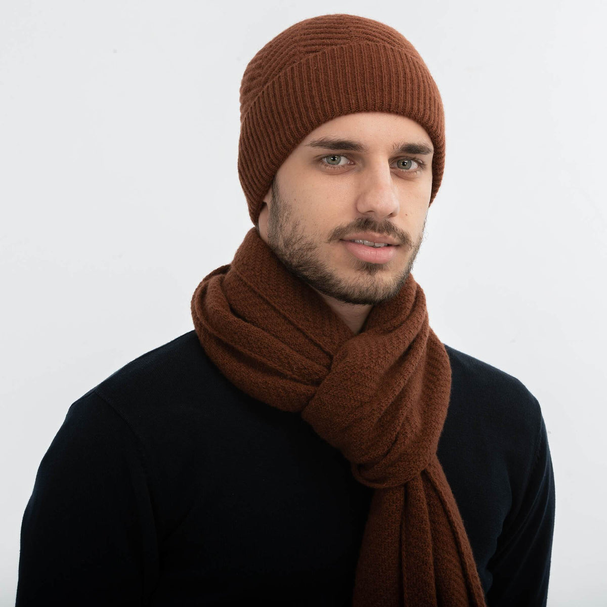 Gagliardi Beanies One Size Rust Cashmere Blend Scarf & Beanie Set