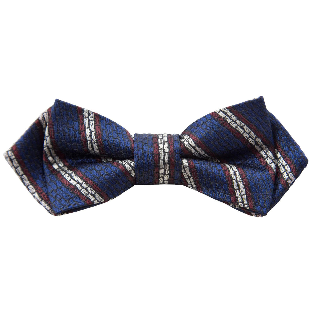 Gagliardi Bow Ties Blue With Red And Beige Stripes Bow Tie