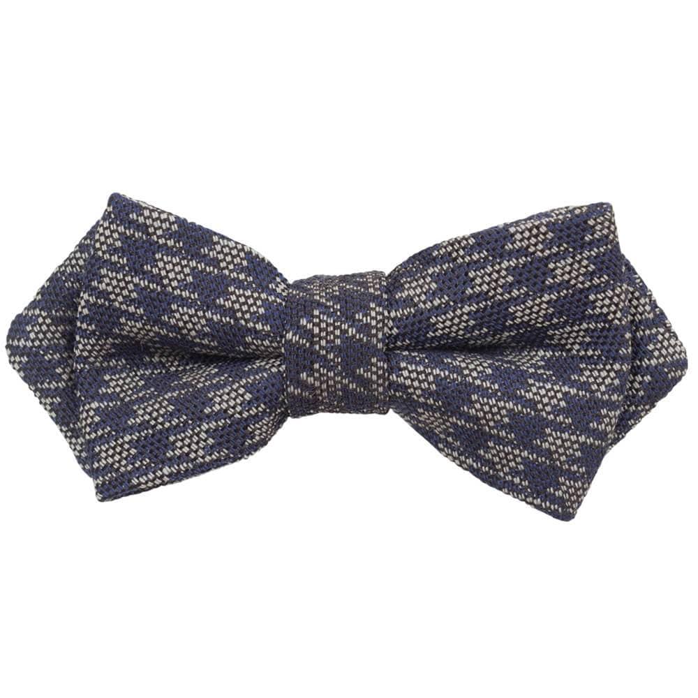 Gagliardi Bow Ties Blue With White Hounds Tooth Bow Tie