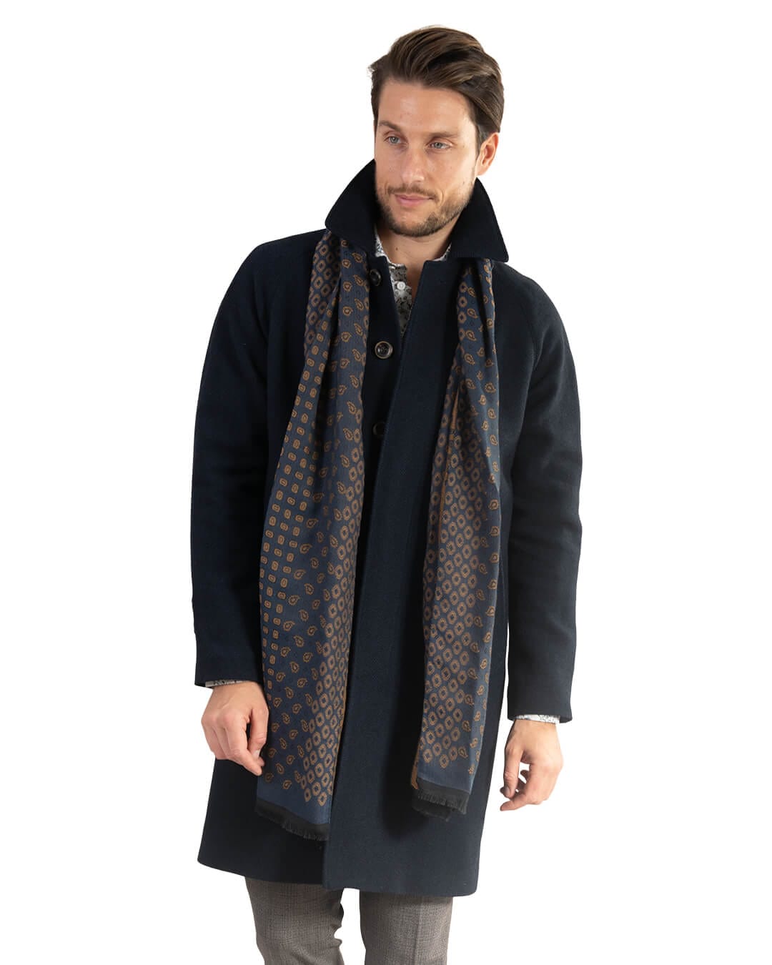 Gagliardi Coats Gagliardi Navy Herringbone Raglan Sleeve Coat