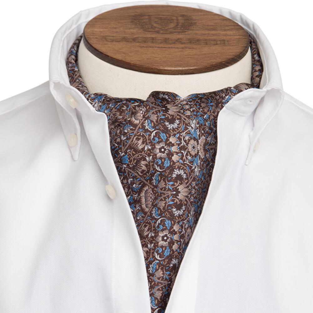 Gagliardi Cravats Brown Art Nouveau Leaf Print Cravat