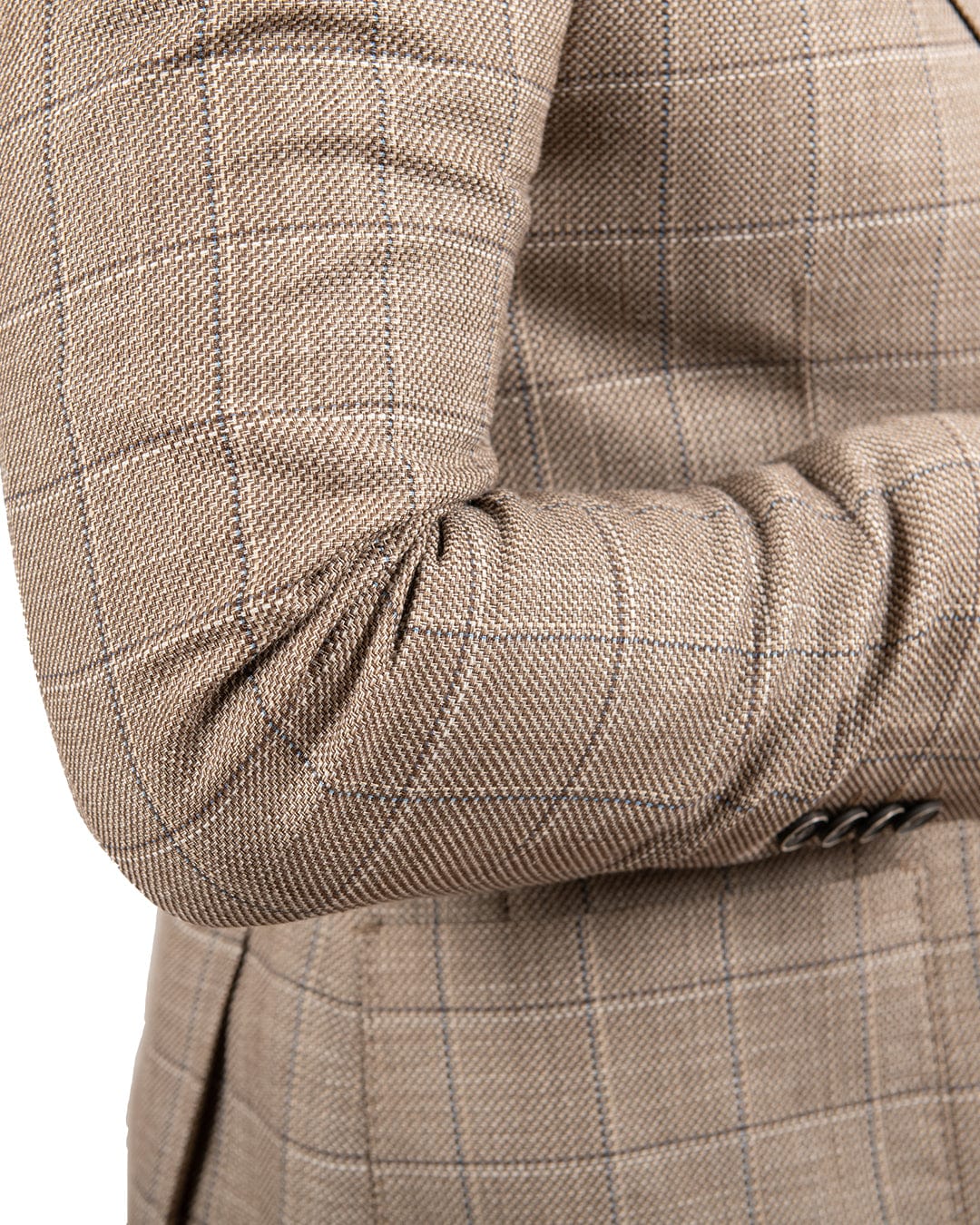 Beige Linen Blend Windowpane Check Jacket | Gagliardi - Bortex Fine ...