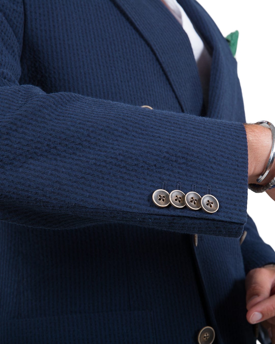 Gagliardi Jackets Gagliardi Navy Double Breasted Seersucker Jacket
