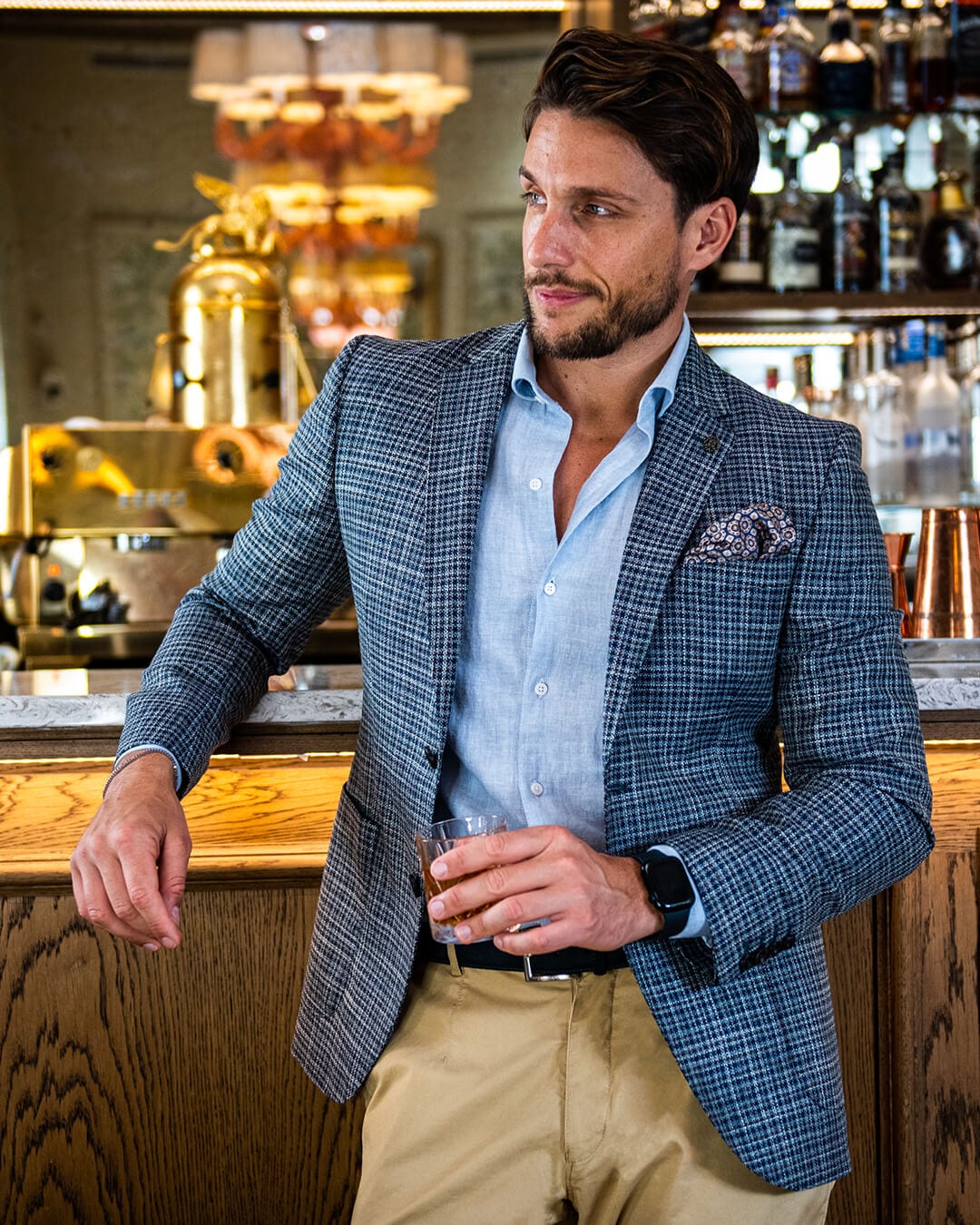 Gagliardi Jackets Gagliardi Teal Lanificio F.lli Cerruti Wool And Silk Gingham Check Jacket