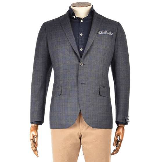 Gagliardi Jackets Mid Navy Melange Check Wool Jacket