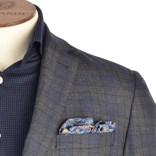 Gagliardi Jackets Mid Navy Melange Check Wool Jacket