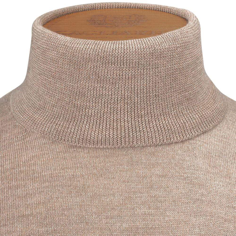 Gagliardi Jumpers Biscuit Merino Wool Roll Neck