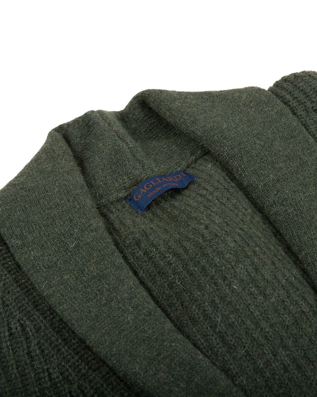 Gagliardi Jumpers Gagliardi Olive Fisherman&#39;s Rib Wool Blend Shawl Collar Cardigan