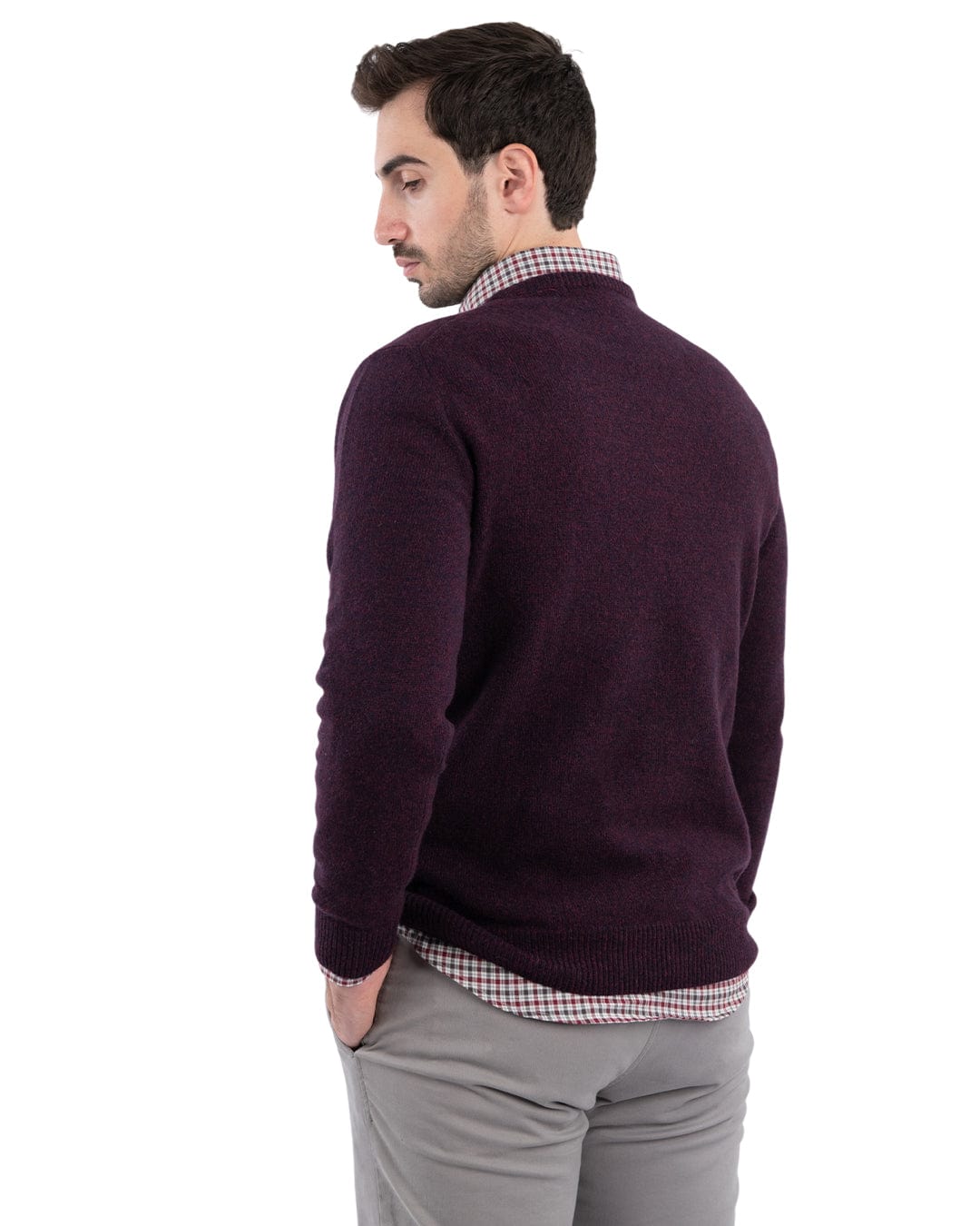 Gagliardi Jumpers Gagliardi Reclaimed Lambswool Burgundy Crew Neck Jumper