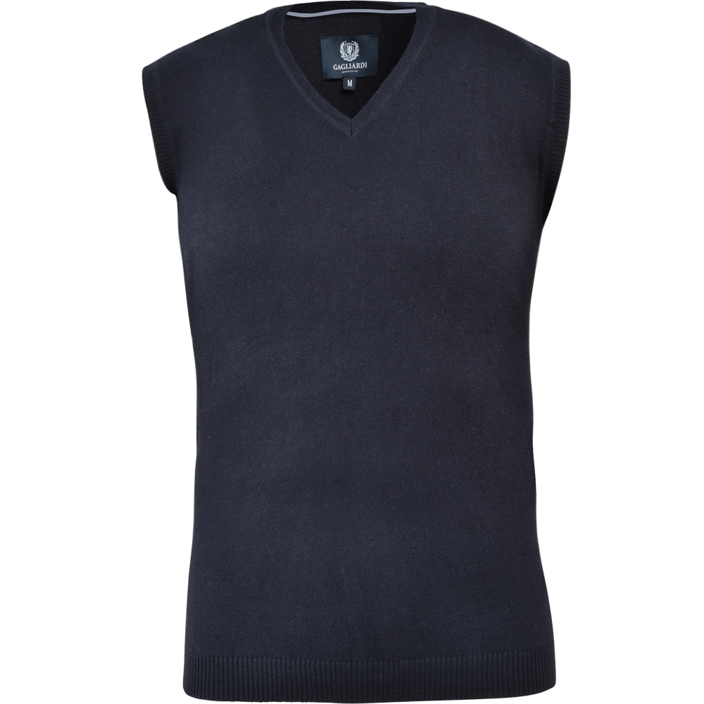 Gagliardi Jumpers Navy Melange Cashmere Blend Tank Knit V-Neck