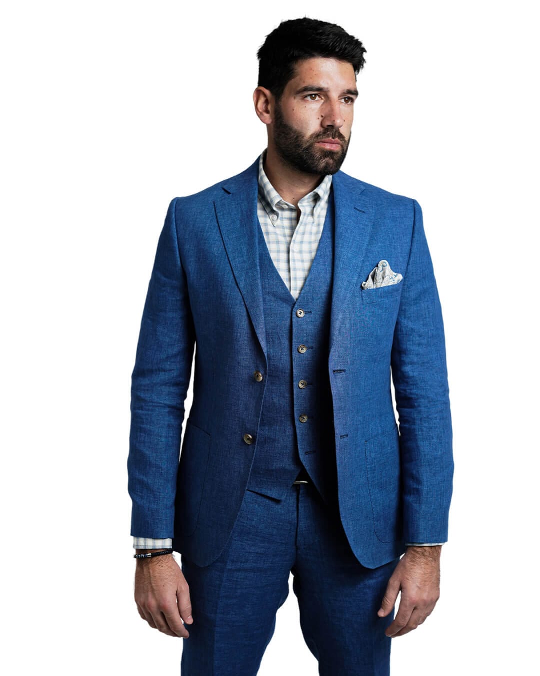 Gagliardi M&amp;M Jackets Gagliardi Blue Italian Delave Linen Jacket
