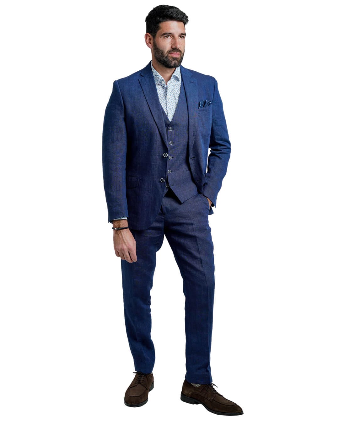 Gagliardi M&amp;M Jackets Gagliardi Blue Linen Jacket