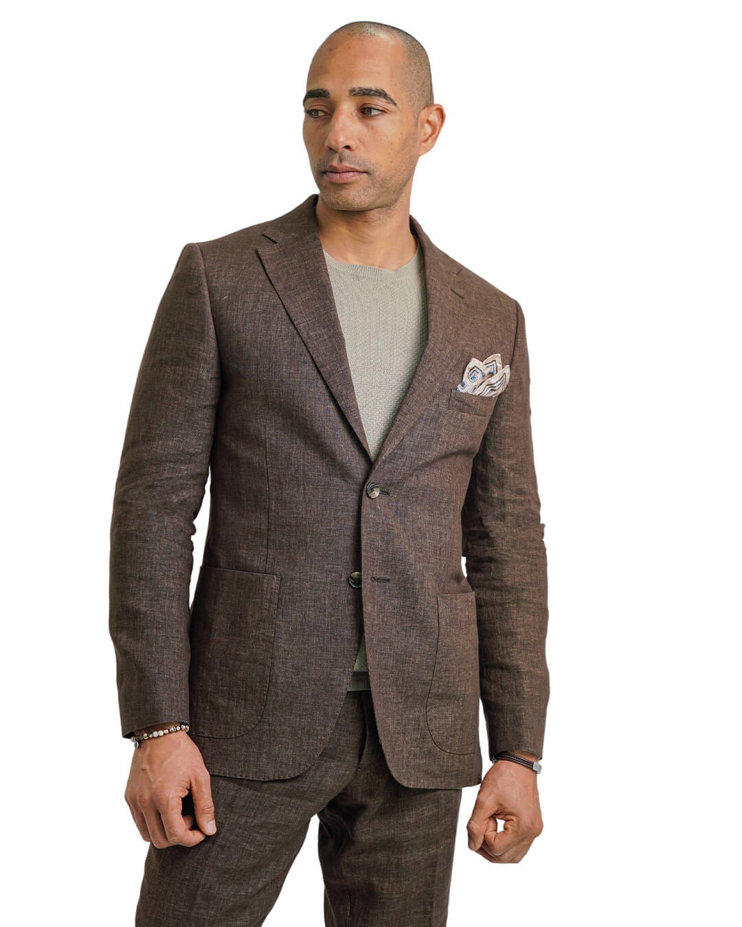 Gagliardi M&amp;M Jackets Gagliardi Brown Italian Delave Linen Jacket