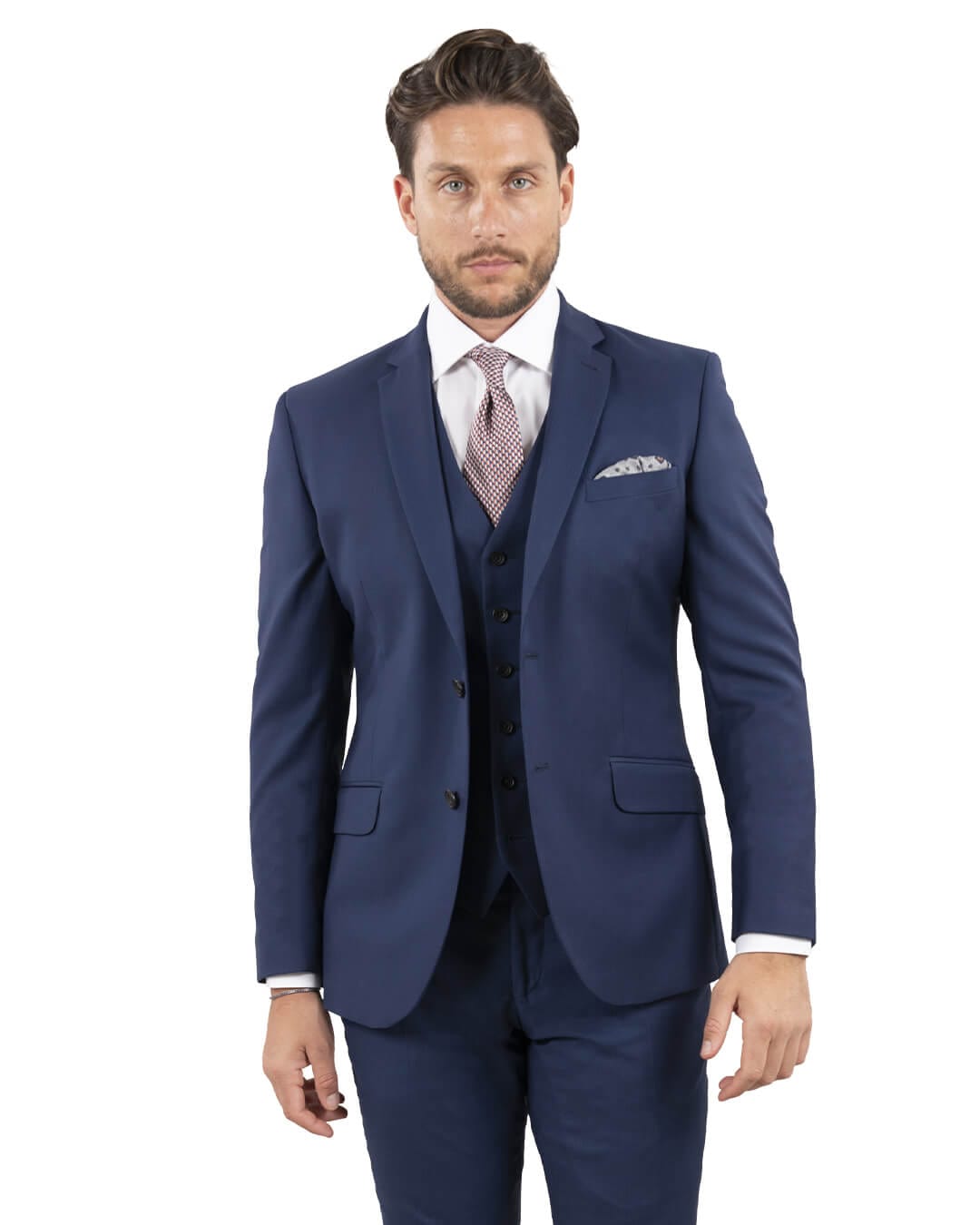 Gagliardi M&amp;M Jackets Gagliardi Lanificio F.lli Cerruti Blue Herringbone Suit Jacket