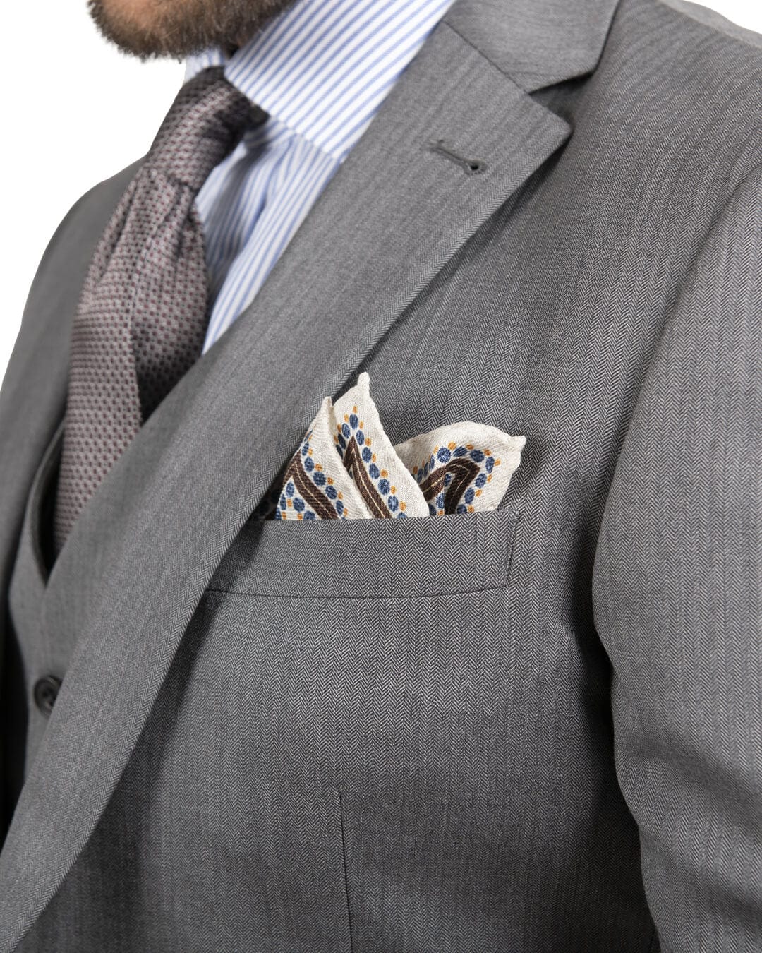 Gagliardi M&amp;M Jackets Gagliardi Lanificio F.lli Cerruti Grey Herringbone Suit Jacket