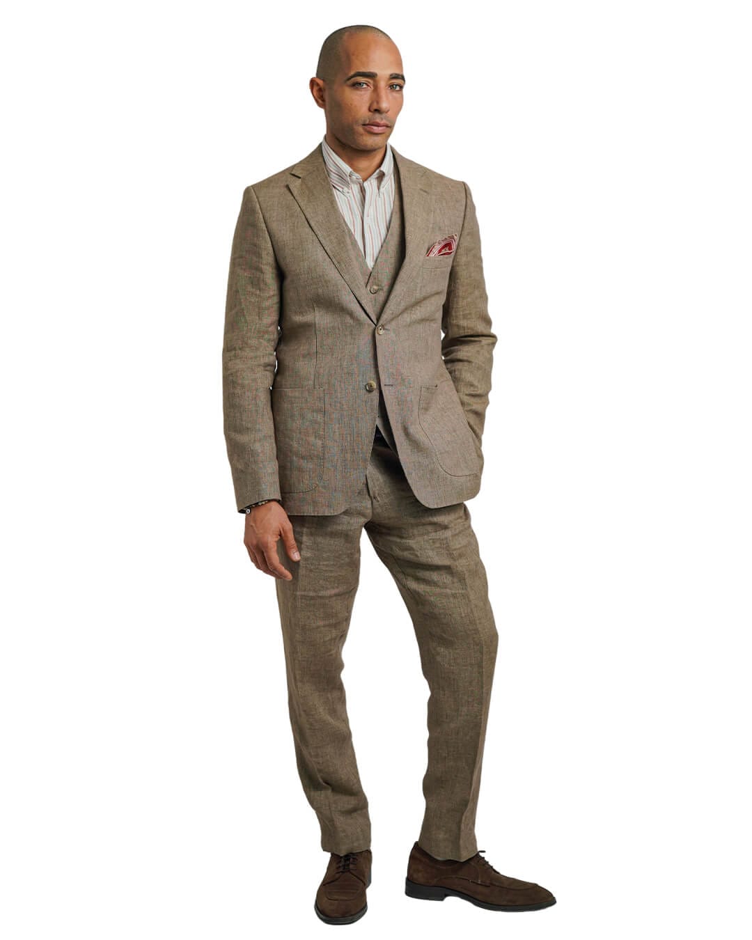 Gagliardi M&amp;M Jackets Gagliardi Taupe Italian Delave Linen Jacket