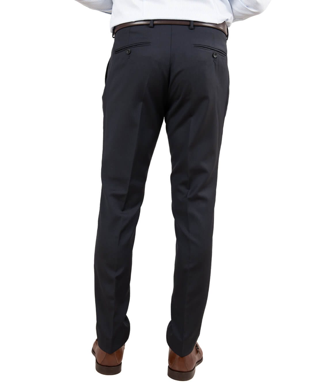Gagliardi M&amp;M Trousers Gagliardi Navy Herringbone Suit Trousers