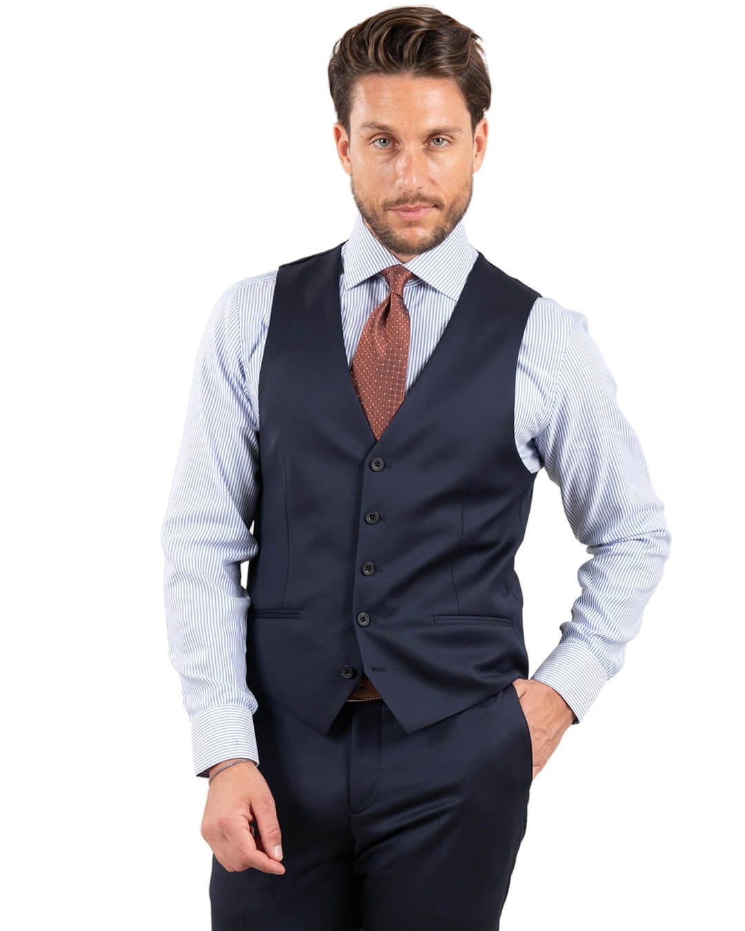 Gagliardi M&M Waistcoats Gagliardi Reda Navy Plain Twill Waistcoat