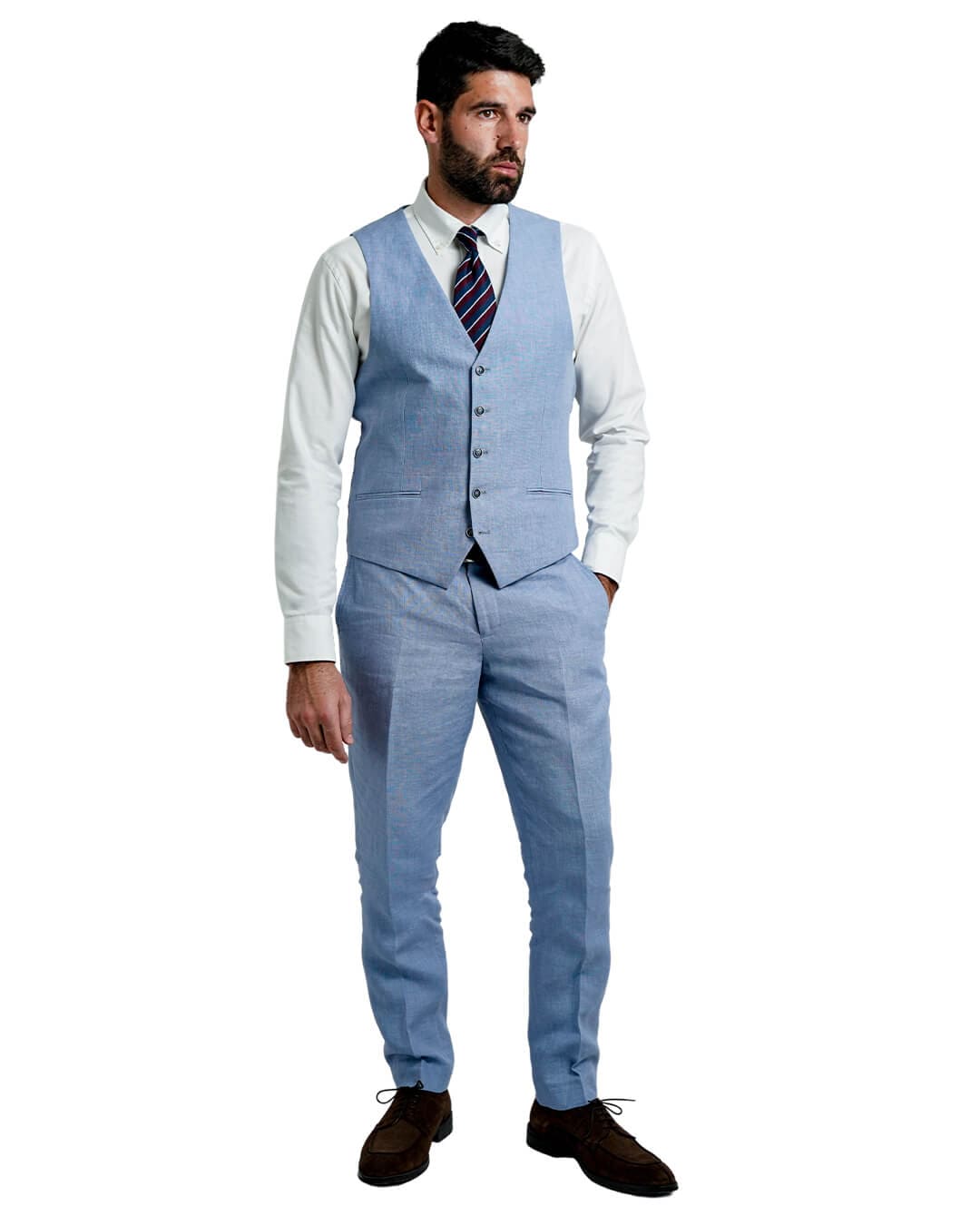 Gagliardi M&amp;M Waistcoats Gagliardi Sky Linen Waistcoat