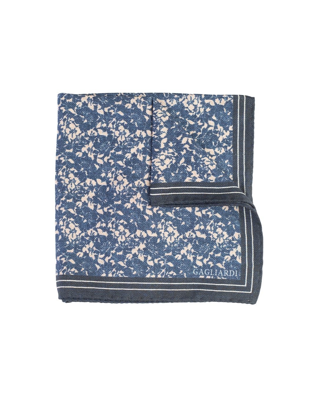 Gagliardi Pocket Squares ONE SIZE Gagliardi Blue Floral Italian Wool &amp; Silk Pocket Square