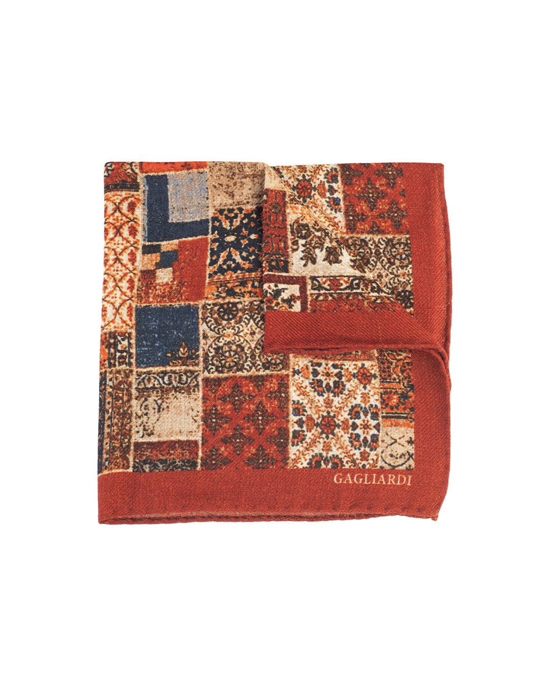 Gagliardi Pocket Squares ONE SIZE Gagliardi Brown Patchwork Italian Wool Pocket Square