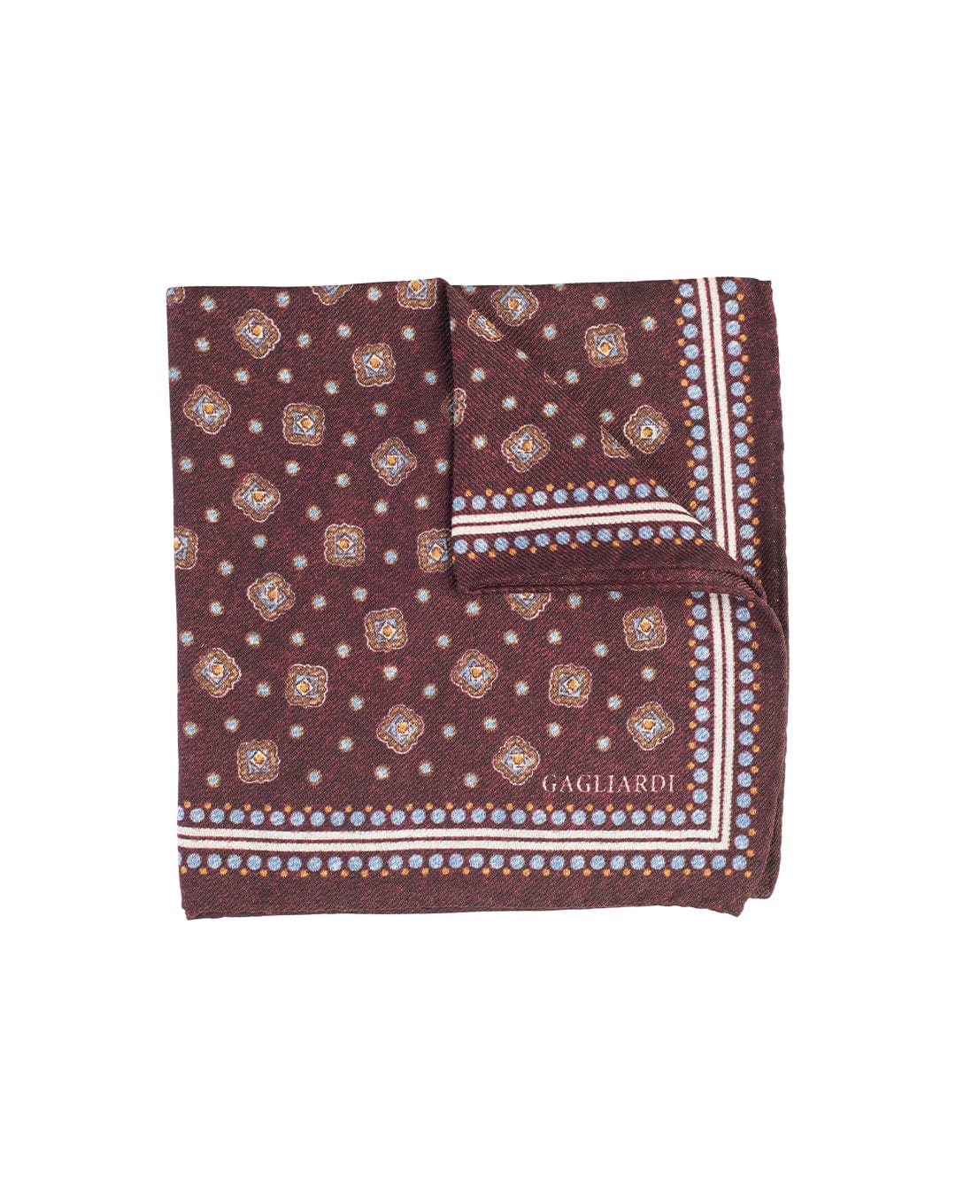 Gagliardi Pocket Squares ONE SIZE Gagliardi Burgundy Geometric Italian Wool & Silk Pocket Square